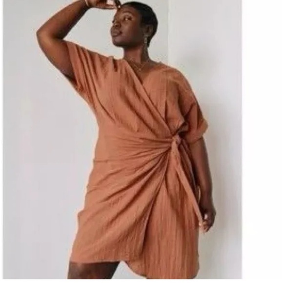 Able Dresses & Skirts - Able Cady Wrap Dress Front Tie Amber Brown Orange Size Large Brand New